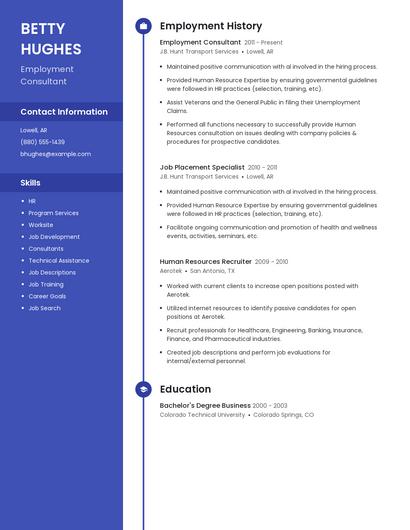 Employment Consultant Resume