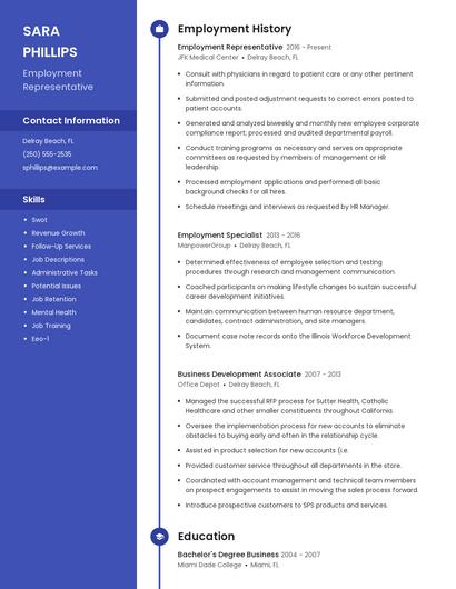 Employment Representative Resume