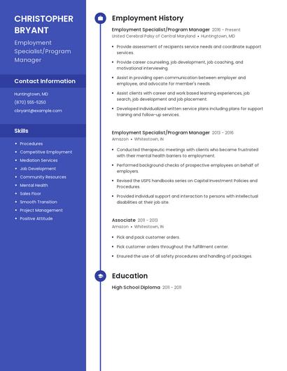 Employment Specialist/Program Manager Resume