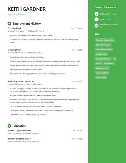 Encoding Clerk Resume