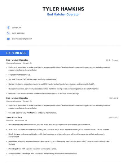 End Matcher Operator Resume