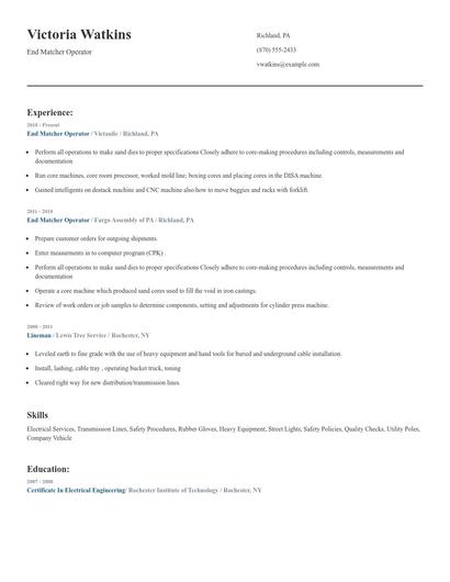 End Matcher Operator Resume