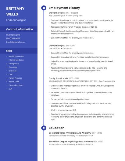 Endocrinologist Resume