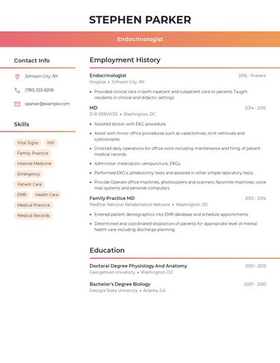Endocrinologist Resume