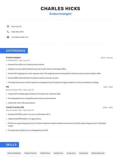 Endocrinologist Resume
