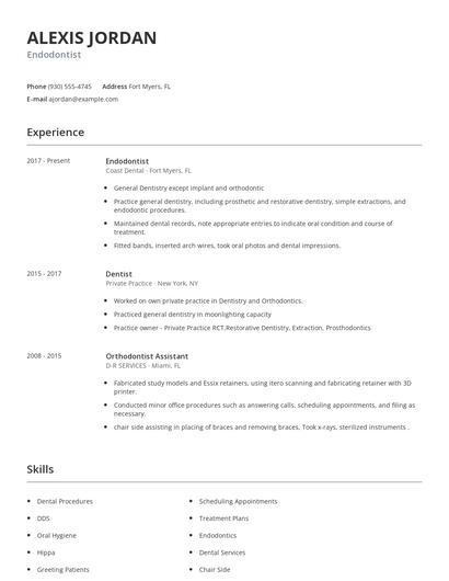 Endodontist Resume