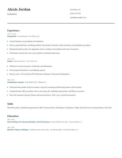 Endodontist Resume