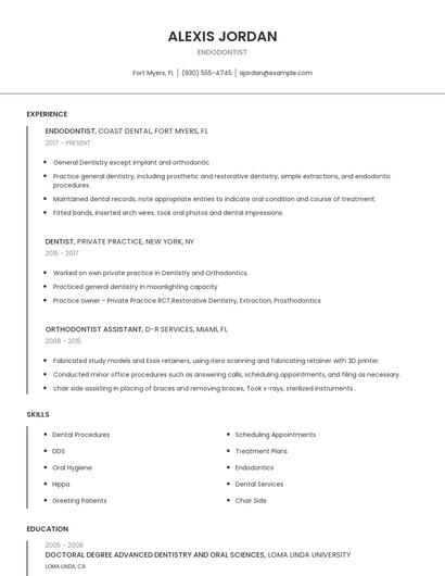 Endodontist Resume