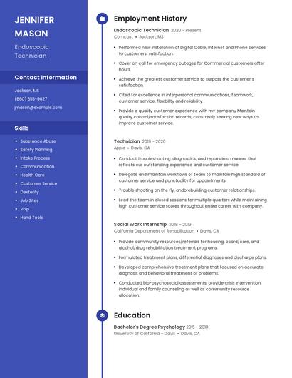 Endoscopic Technician Resume