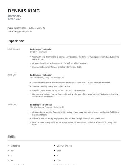 Endoscopy Technician Resume