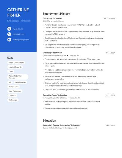 Endoscopy Technician Resume