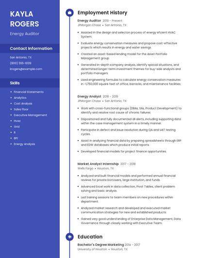 Energy Auditor Resume