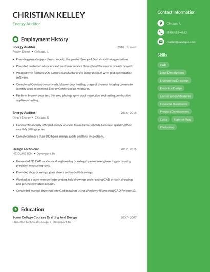 Energy Auditor Resume