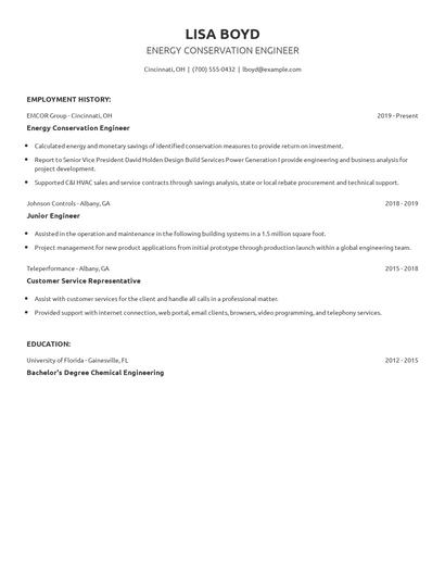 Energy Conservation Engineer Resume
