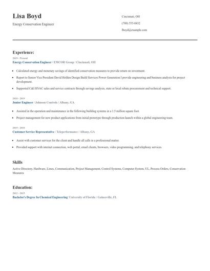 Energy Conservation Engineer Resume