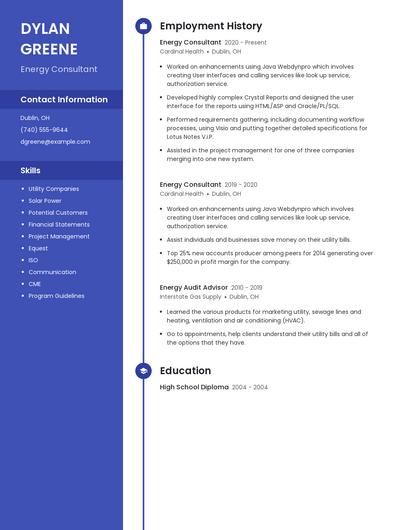 Energy Consultant Resume