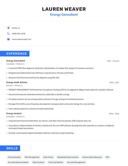 Energy Consultant Resume