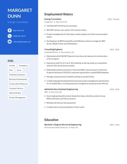 Energy Consultant Resume
