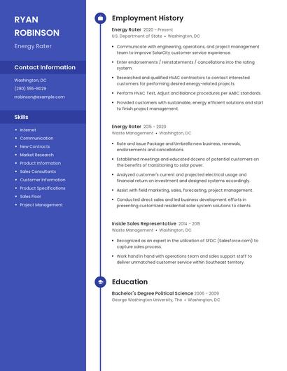 Energy Rater Resume
