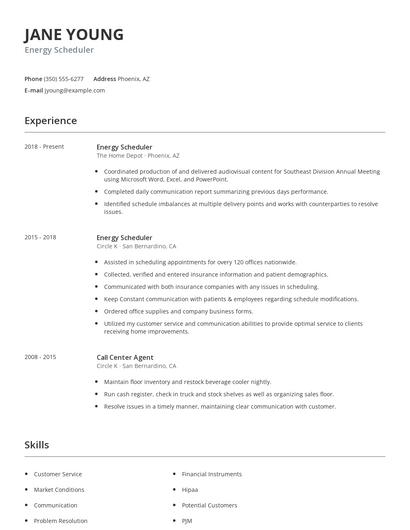 Energy Scheduler Resume