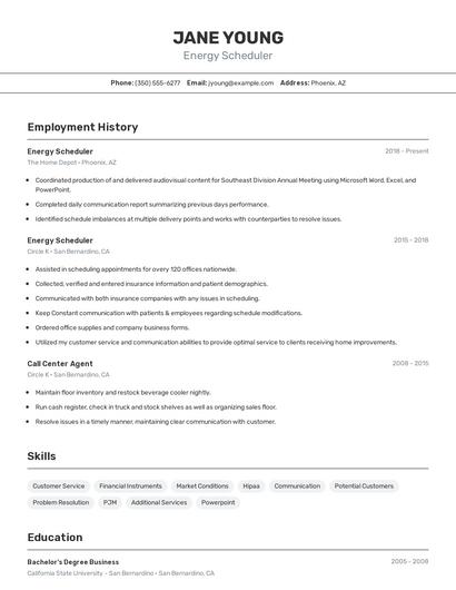 Energy Scheduler Resume