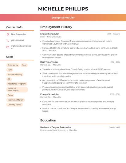 Energy Scheduler Resume