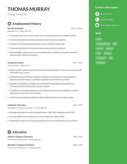 Energy Scheduler Resume