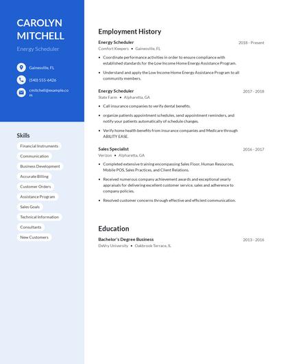 Energy Scheduler Resume