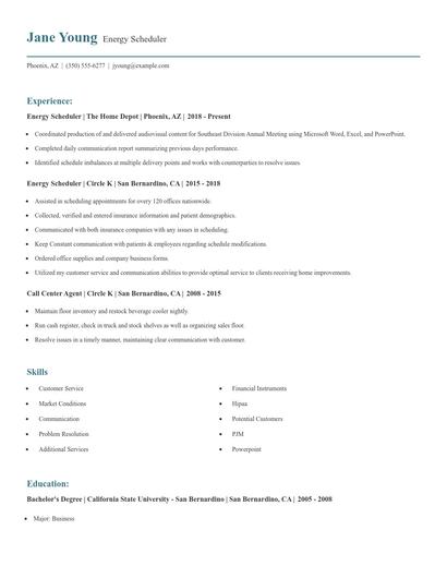 Energy Scheduler Resume