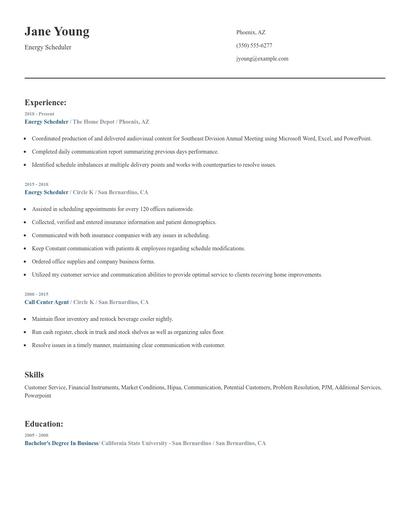 Energy Scheduler Resume
