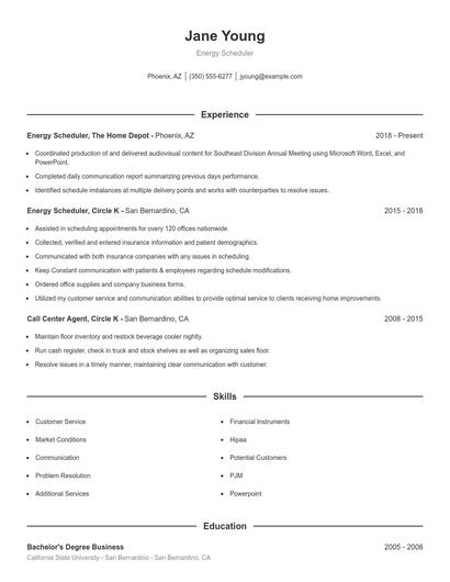 Energy Scheduler Resume