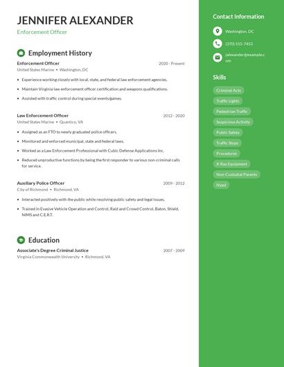 Enforcement Officer Resume
