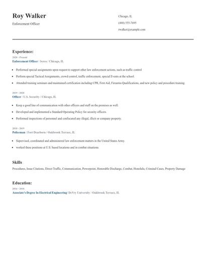 Enforcement Officer Resume