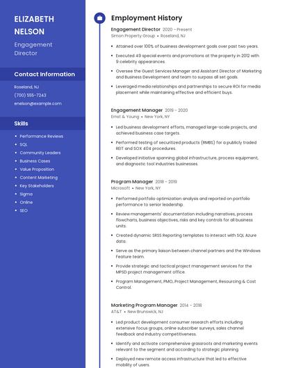 Engagement Director Resume