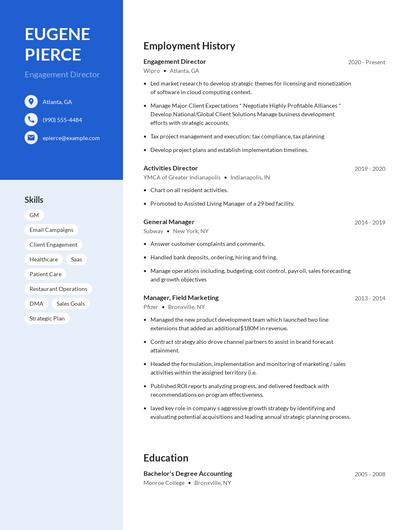 Engagement Director Resume