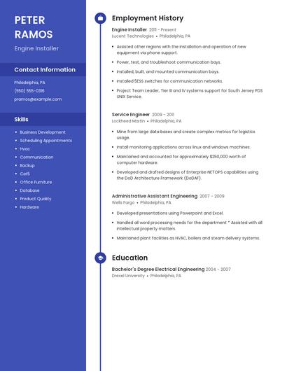 Engine Installer Resume