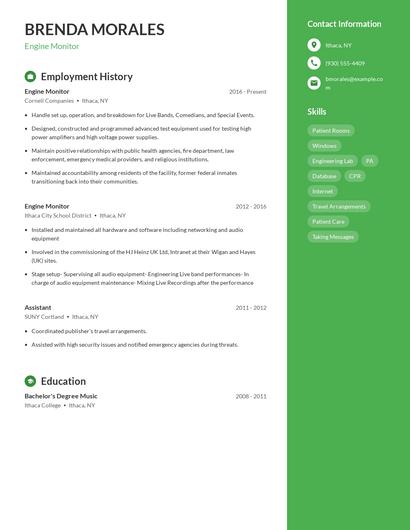 Engine Monitor Resume