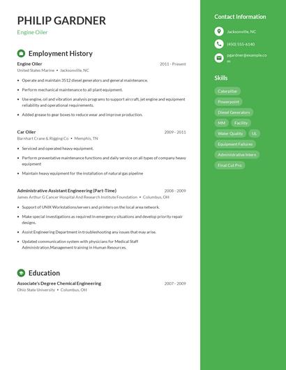 Engine Oiler Resume