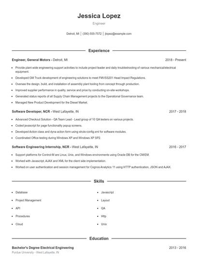 Resume example 1
