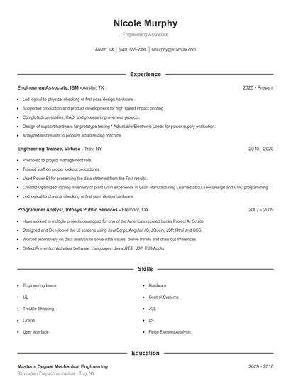 Resume example 1