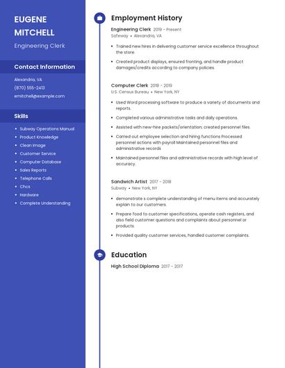 Engineering Clerk Resume