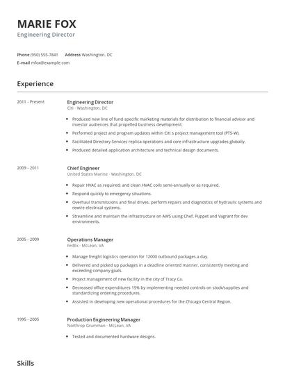Engineering Director Resume