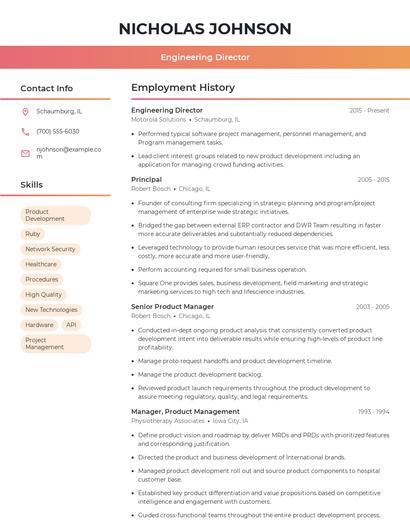 Engineering Director Resume