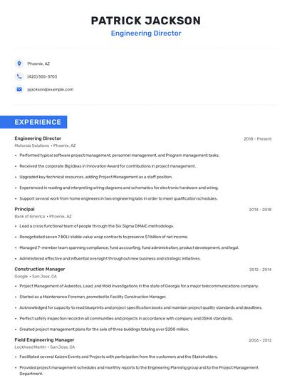Engineering Director Resume