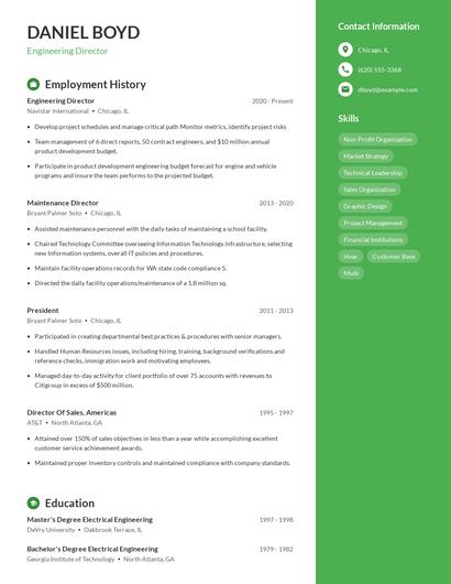 Engineering Director Resume