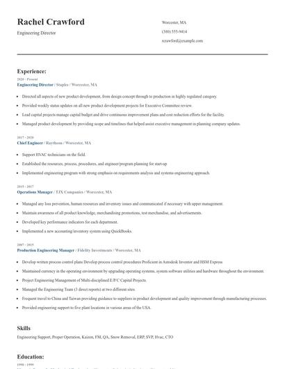 Engineering Director Resume