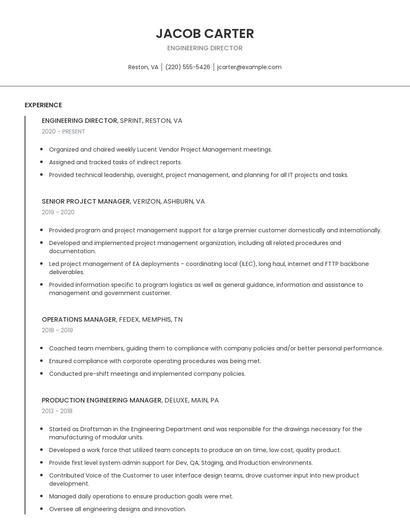 Engineering Director Resume