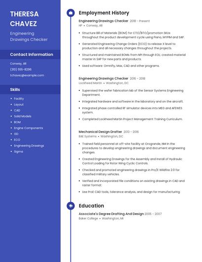 Engineering Drawings Checker Resume