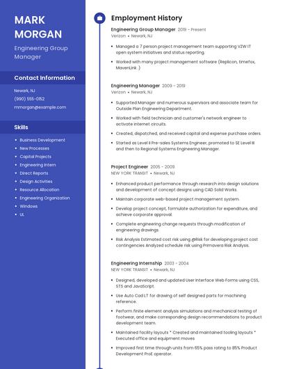 Engineering Group Manager Resume