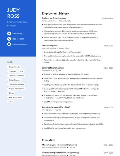 Engineering Group Manager Resume